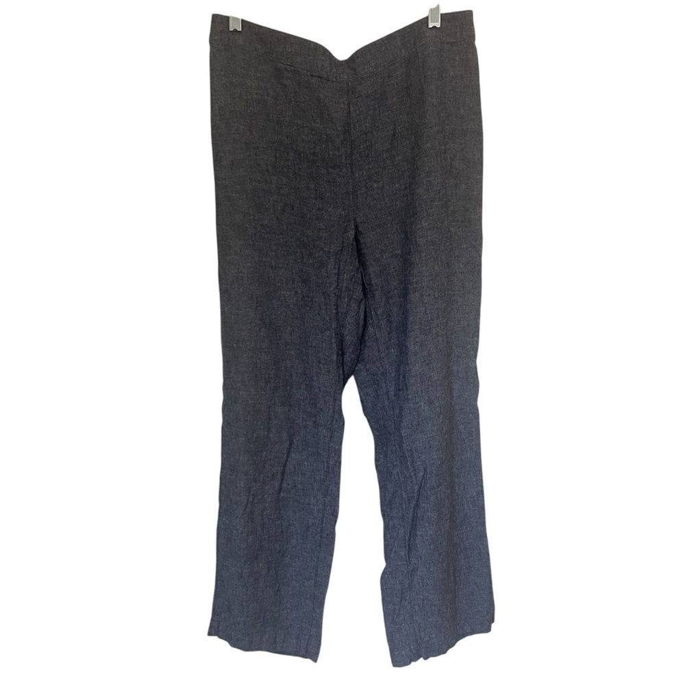 Chicos Linen Blend Pull On Elastic Waist Pants Back Pockets Gray Size .5 Medium